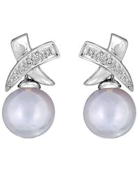 Belpearl - Freshwater Pearl Diamond Earrings - Lyst
