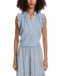 Max Studio - Ruffle Sleeve Split Neck Top - Lyst