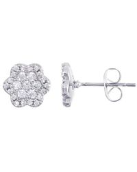 Adornia - Plated Cz Flower Halo Stud Earrings - Lyst