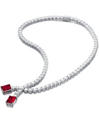 Genevive Jewelry - Silver Tennis Necklace - Lyst