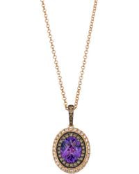 Le Vian - Le Vian Dark Amethyst 14k Rose Gold 2.95 Ct. Tw. Diamond & Dark Amethyst Pendant Necklace - Lyst