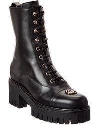 Gucci - Lace-Up Leather Bootie - Lyst