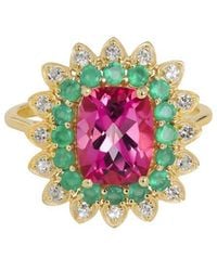 TIRAMISU - 14K Plated 3.55 Ct. Tw. Topaz, Onyx, Topaz Ring - Lyst