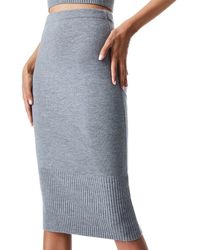 Alice + Olivia Alice + Olivia Leo Fitted Wool-blend Midi Skirt - Grey