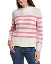 Forte - Striped Rib Funnel Neck Sweater - Lyst