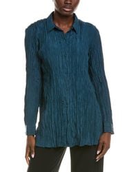 Eileen Fisher - Classic Collar Silk Crinkle Shirt - Lyst
