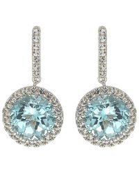 Suzy Levian - 0.02 Ct. Tw. Diamond & Gemstone Halo Dangle Earring - Lyst
