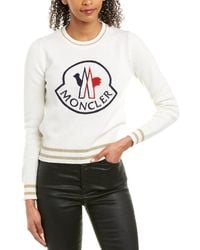 Moncler Logo-embroidered Wool And Cashmere-blend Sweater - White