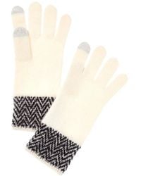 Amicale Cashmere - Herringbone Cuff Cashmere Gloves - Lyst