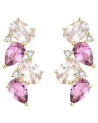 Nina Zhou Jewelry - 14K 4.30 Ct. Tw. Diamond & Morganite Tourmaline Cluster Earrings - Lyst