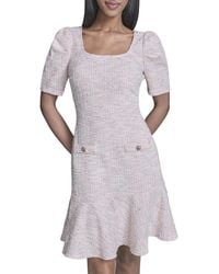 KARL LAGERFELD - Square Neck Knit Tweed Dress - Lyst