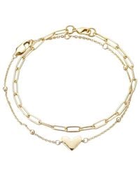 Adornia - 14K Plated Chain & Heart Bracelet Set - Lyst