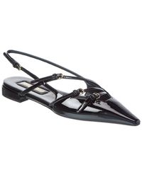 Miu Miu - Logo Patent Slingback Ballerina Flat - Lyst