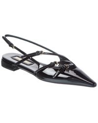 Miu Miu - Logo Patent Slingback Ballerina Flat - Lyst