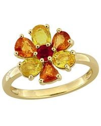Rina Limor - Over 2.95 Ct. Tw. Dark Sapphire, Sapphire, Sapphire Flower Ring - Lyst