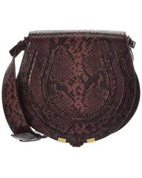 Chloé - Marcie Snake-Embossed Leather Saddle Bag - Lyst