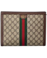 Gucci - Ophidia GG Supreme Canvas & Leather Pouch - Lyst