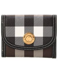 Burberry - Check Print E-canvas & Leather Wallet - Lyst