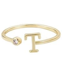 Adornia - 14K Plated Crystal Adjustable Initial Ring - Lyst