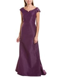 Zac Posen Off-the-shoulder Flared Silk-taffeta Gown Purple