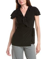 Anne Klein - Flutter Sleeve Wrap Top - Lyst