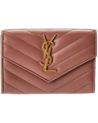 Saint Laurent - Small Matelasse Leather Envelope Wallet - Lyst