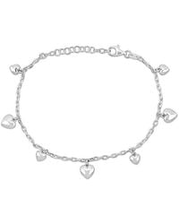 Italian Silver - Heart Charm Bracelet - Lyst