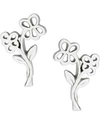 Sterling Forever - Birth Flower Stud Earrings - Lyst
