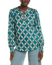 Tahari - Split Neck Blouse - Lyst