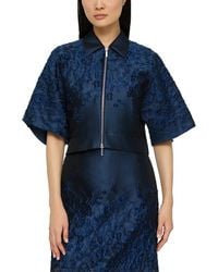 Lafayette 148 New York - Zip Front Cropped Silk-blend Jacket - Lyst