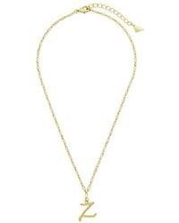 Sterling Forever - 14k Plated Textured Initial Charm Necklace - Lyst