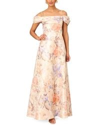 Aidan Mattox - Off Shoulder Pleated Bodice Gown - Lyst