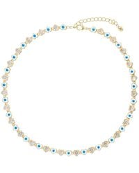 Eye Candy LA - Cz Eye Hearts Dainty Necklace - Lyst