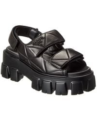 Prada - Quilted Leather Platform Sandal - Lyst
