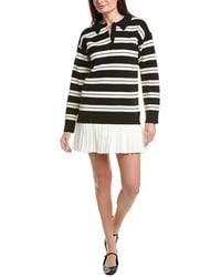 English Factory - Stripe Polo Mixed Media Mini Dress - Lyst
