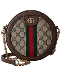 Gucci - Ophidia Mini Round GG Supreme Canvas & Leather Crossbody - Lyst