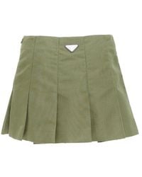 Prada - Nylon Canvas Triangle Logo Pleated Skirt, Size It, Never Worn (Authentic Pre-Loved) - Lyst