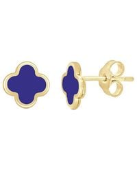 Italian Gold - 14K Lapis Clover Studs - Lyst