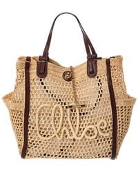 Chloé - Iconic Double Raffia & Leather Tote - Lyst