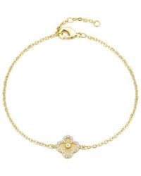 Adornia - 14K Plated Cz Button Clover Halo Bracelet - Lyst