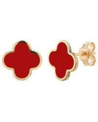 Italian Gold - 14K Coral Clover Earrings - Lyst