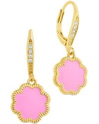 Sterling Forever - 14K Plated Rose Petal Short Drop Earrings - Lyst