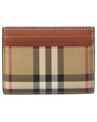 Burberry - Check E-Canvas & Leather Card Holder - Lyst