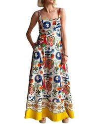 AMINA GLAM - Linen-Blend Maxi Dress - Lyst
