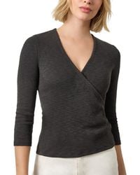 Lilla P - Ribbed Slub 3/4 Sleeve Surplice - Lyst