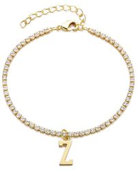 Adornia - 14K Plated Diamond Initial Charm Bracelet - Lyst