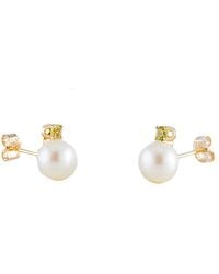 Splendid - 14k 0.10 Ct. Tw. Peridot & 7-7.5mm Freshwater Pearl Drop Earrings - Lyst