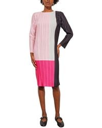Ming Wang - Fine Pleat Crepe De Chine Dress - Lyst