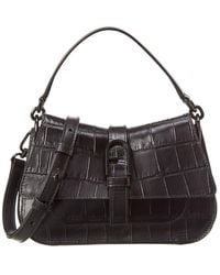 Furla - Flow Mini Top Handle Croc-embossed Leather & Suede Shoulder Bag - Lyst