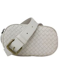 Bottega Veneta - Ivory Intrecciato Leather Crossbody Belt Bag (Authentic Pre- Owned) - Lyst